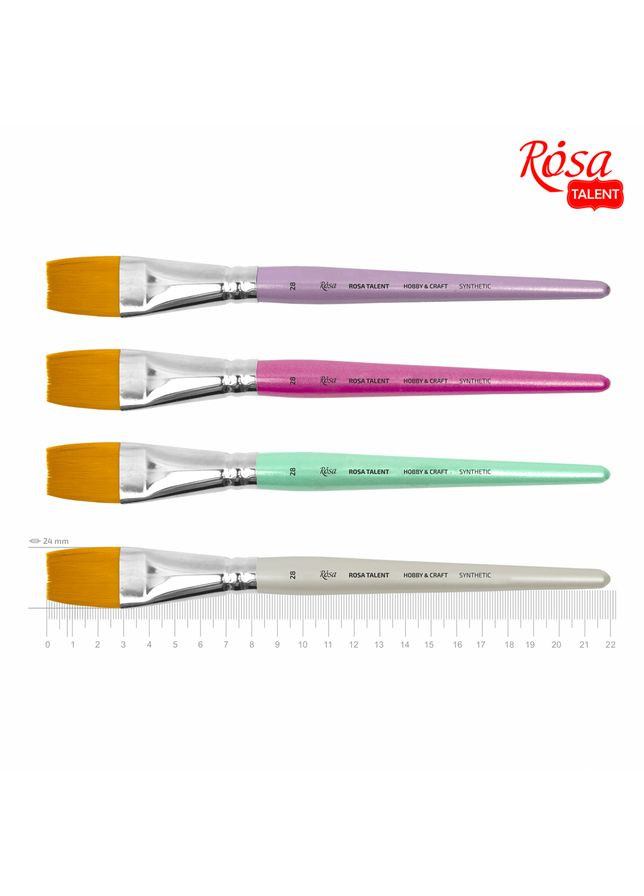 Кисть синтетика плоская ДЛЯ ДЕКОРА HOBBY & CRAFT 28 короткая ручка Rosa Talent (362660811)