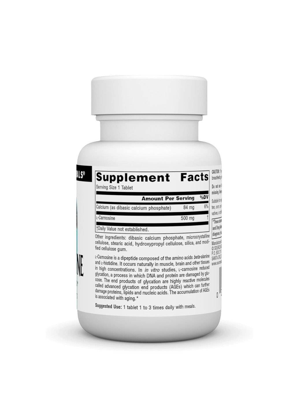 L-Carnosine 500 mg - 30 tabs Source Naturals (364201493)