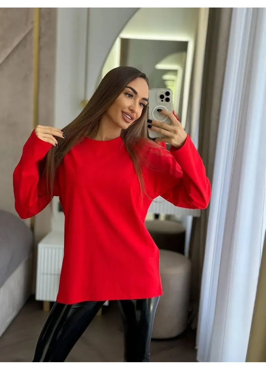 Лонгслів жіночий оверсайз, спущений рукав, колір червоний HiBrand (371014176)