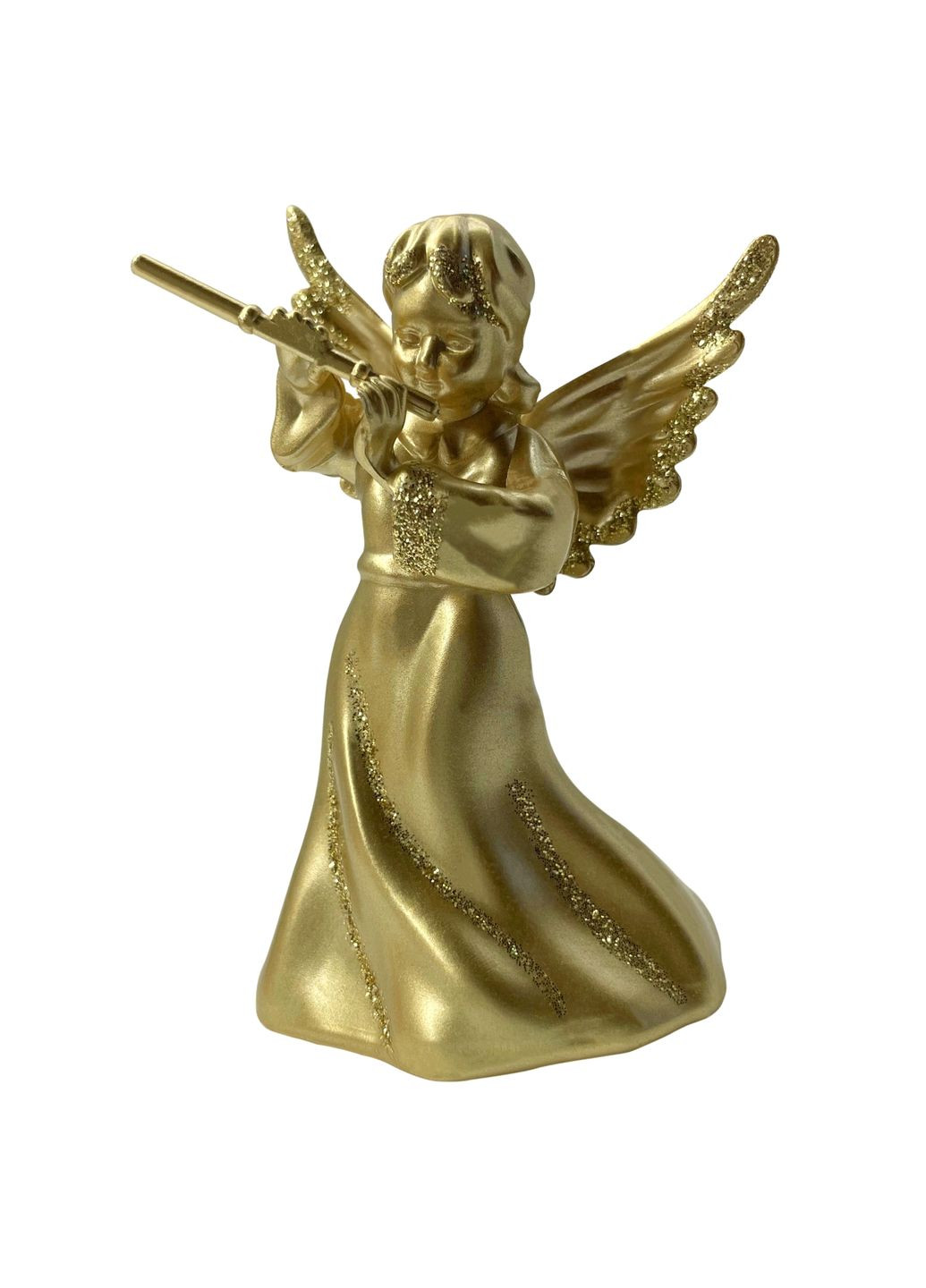 Новорічна підвіска Янгол з сопілкою великий 6х4,5х10 см білий MIS LT (365627641)