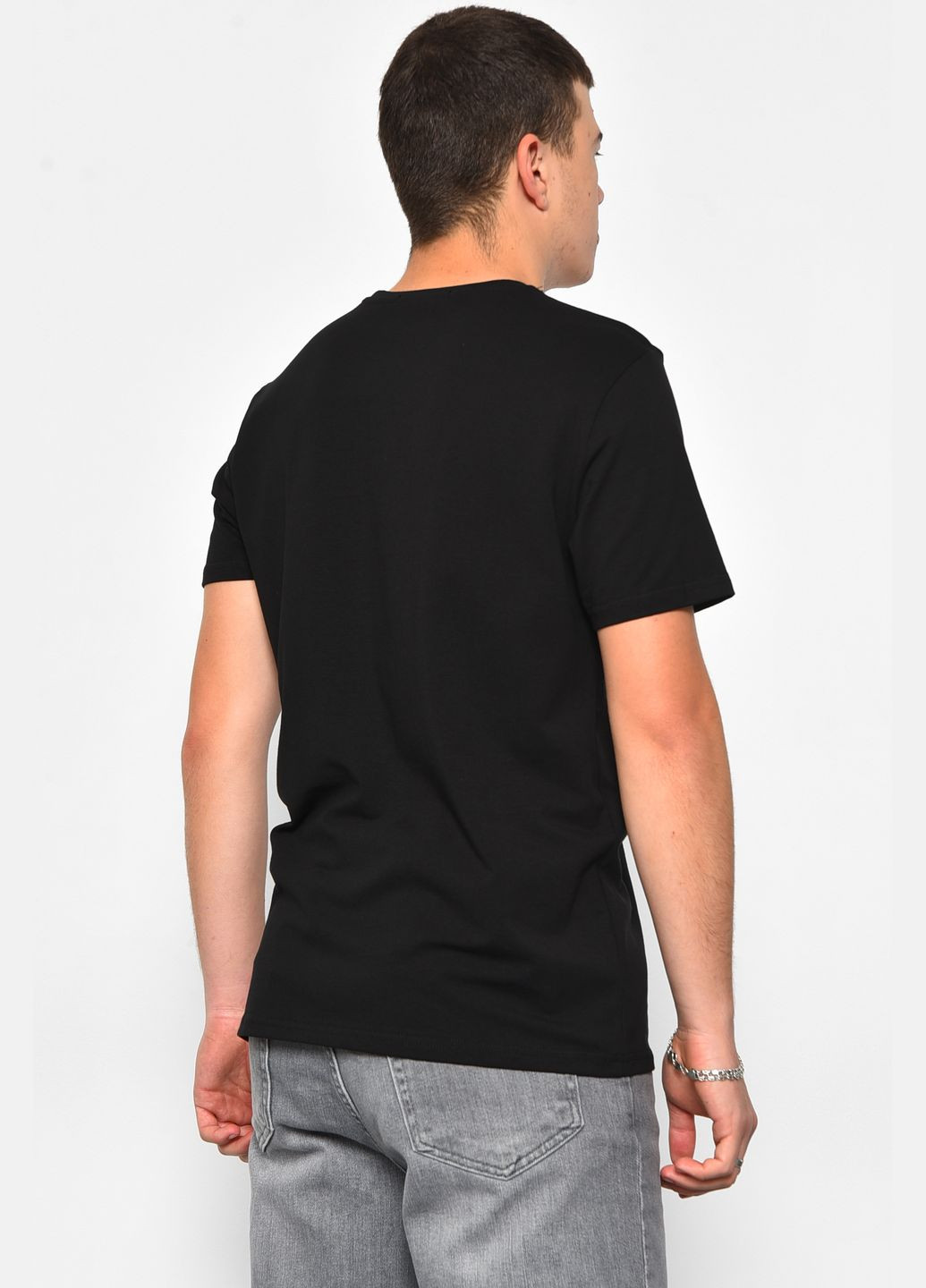 Черная футболка мужская полубатальная черного цвета Let's Shop