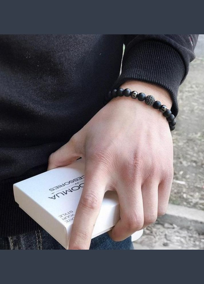Чоловічий браслет з натурального каміння (агат), чорний No Brand (328251259)