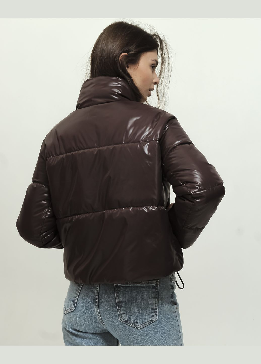 Темно-коричнева демісезонна куртка бомбер жіноча Kattaleya