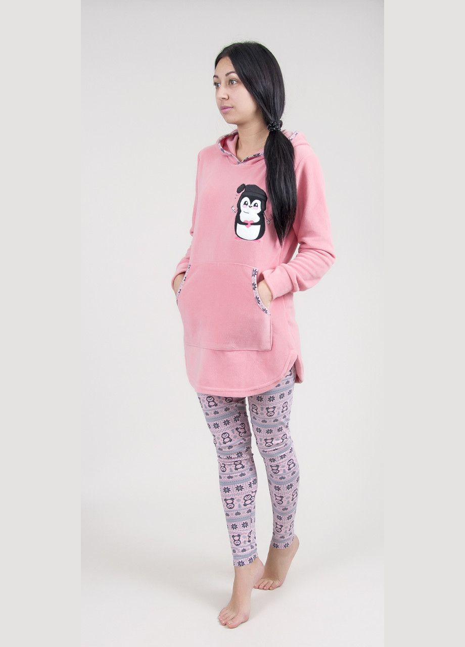 Розовая зимняя домашняя одежда - пижама женская 4726 розовый Dika