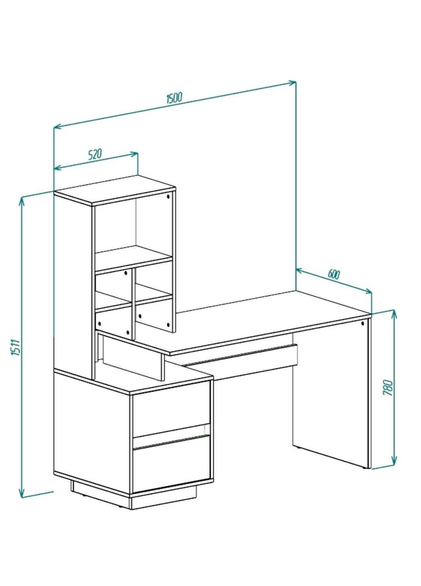 HECTOR B/G L стіл письмовий Intarsio (365461425)