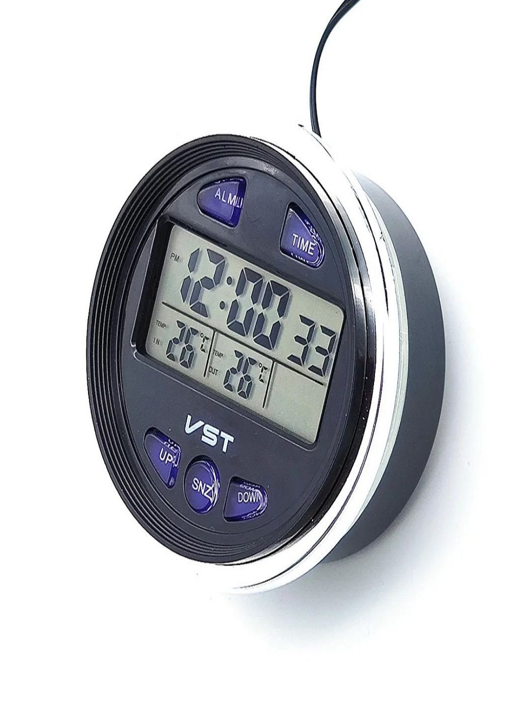 Автомобильные часы 7042 с термометром и вольтметром VST (282927662)