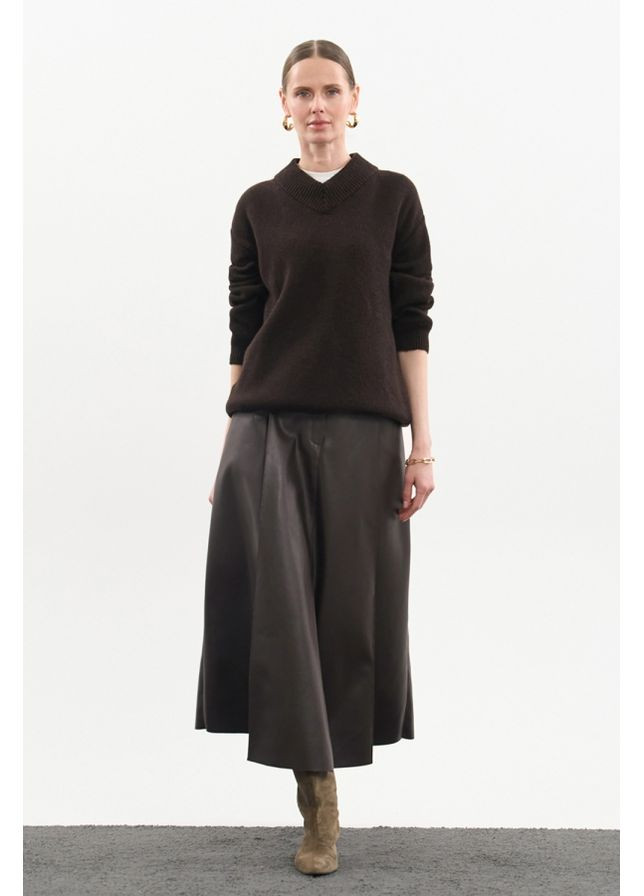 Коричневий демісезонний джемпер із преміальної вовни та мохеру (2839) Triko Bakh