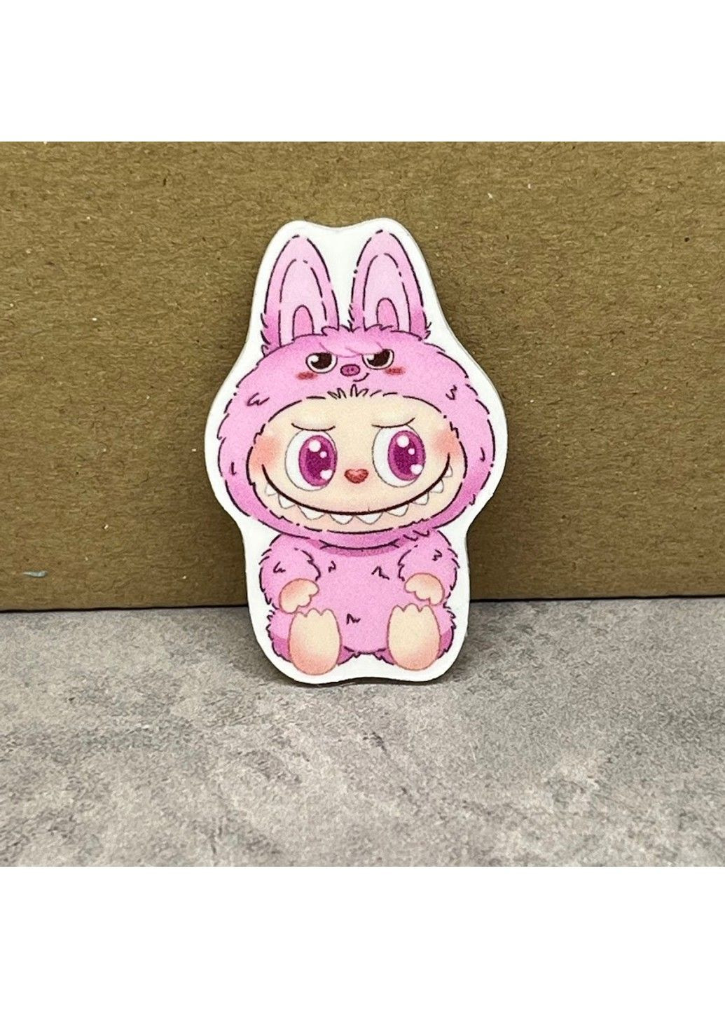 Серединка для бантиків (декор, пластик) "Лабубу" (Labubu)- рожевий, 4 см, арт 018633, 1 шт No Brand (341307578)