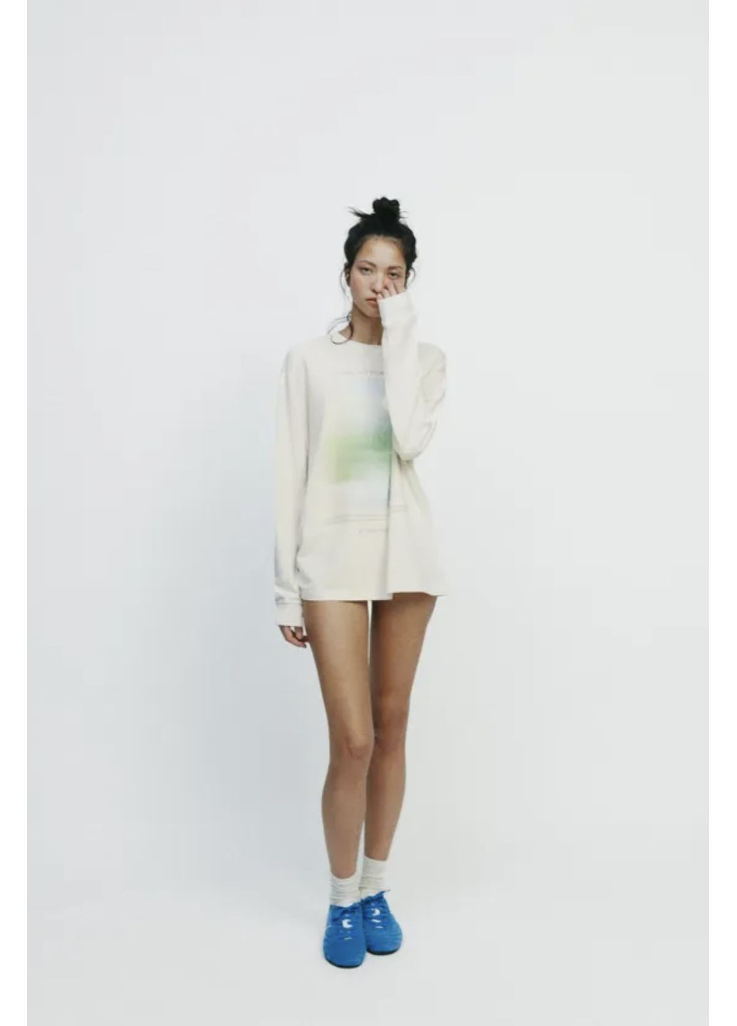 Стильный базовый лонгслив оверсайз Zara (364976046)