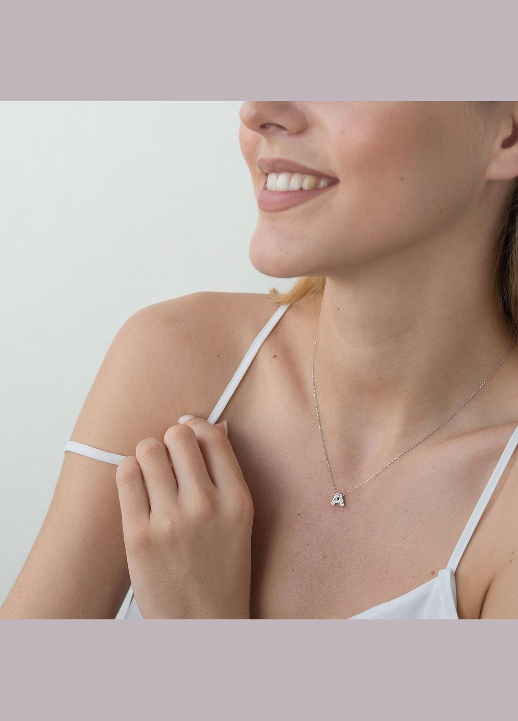 Колье с буквой Е в белом золоте (фианиты) кол01329Е 45 Oniks (334688783)