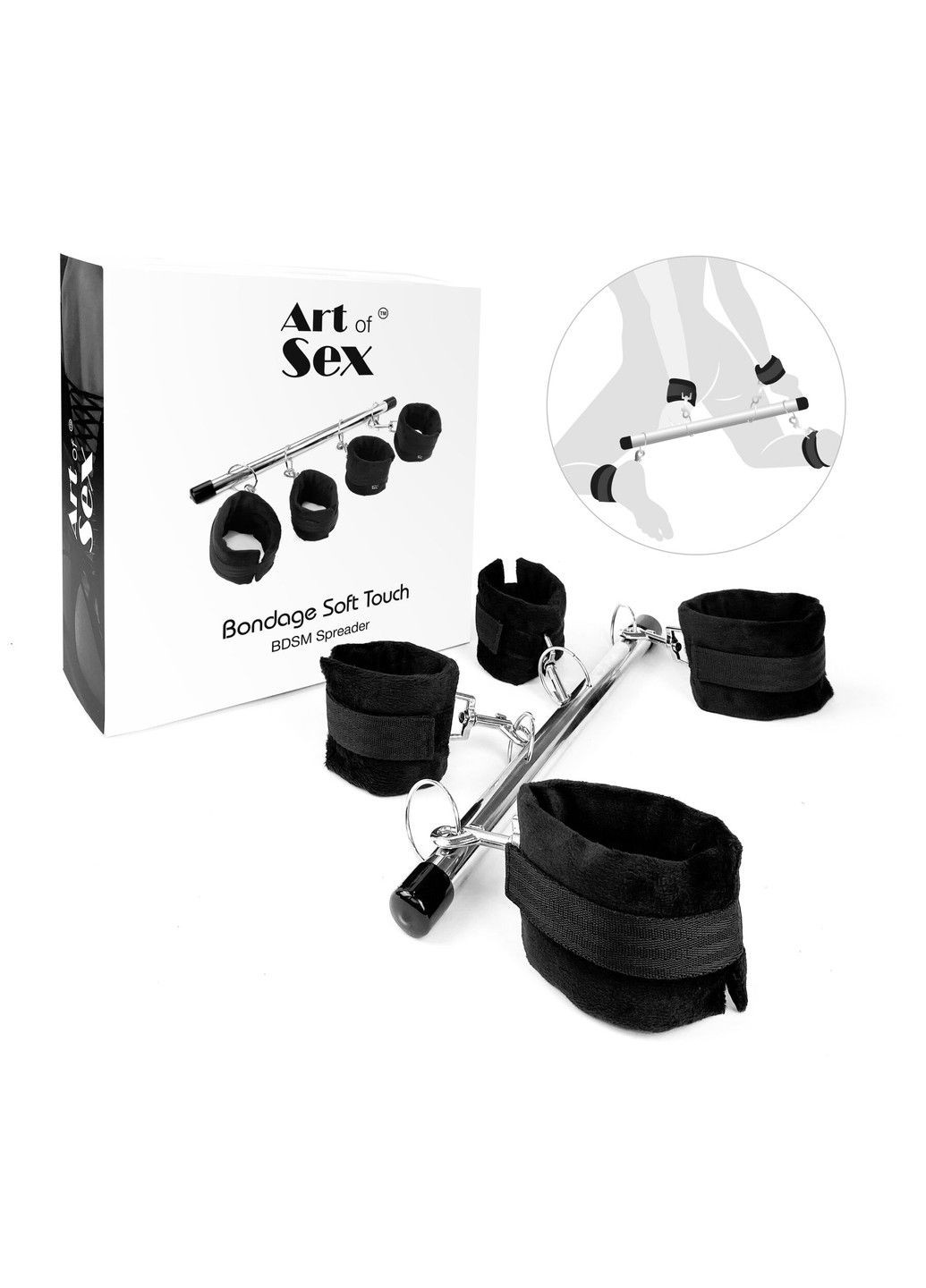 Колодка-розпірка для рук та ніг – Bondage Soft Touch BDSM Spreader, чорний Art of Sex (345708796)