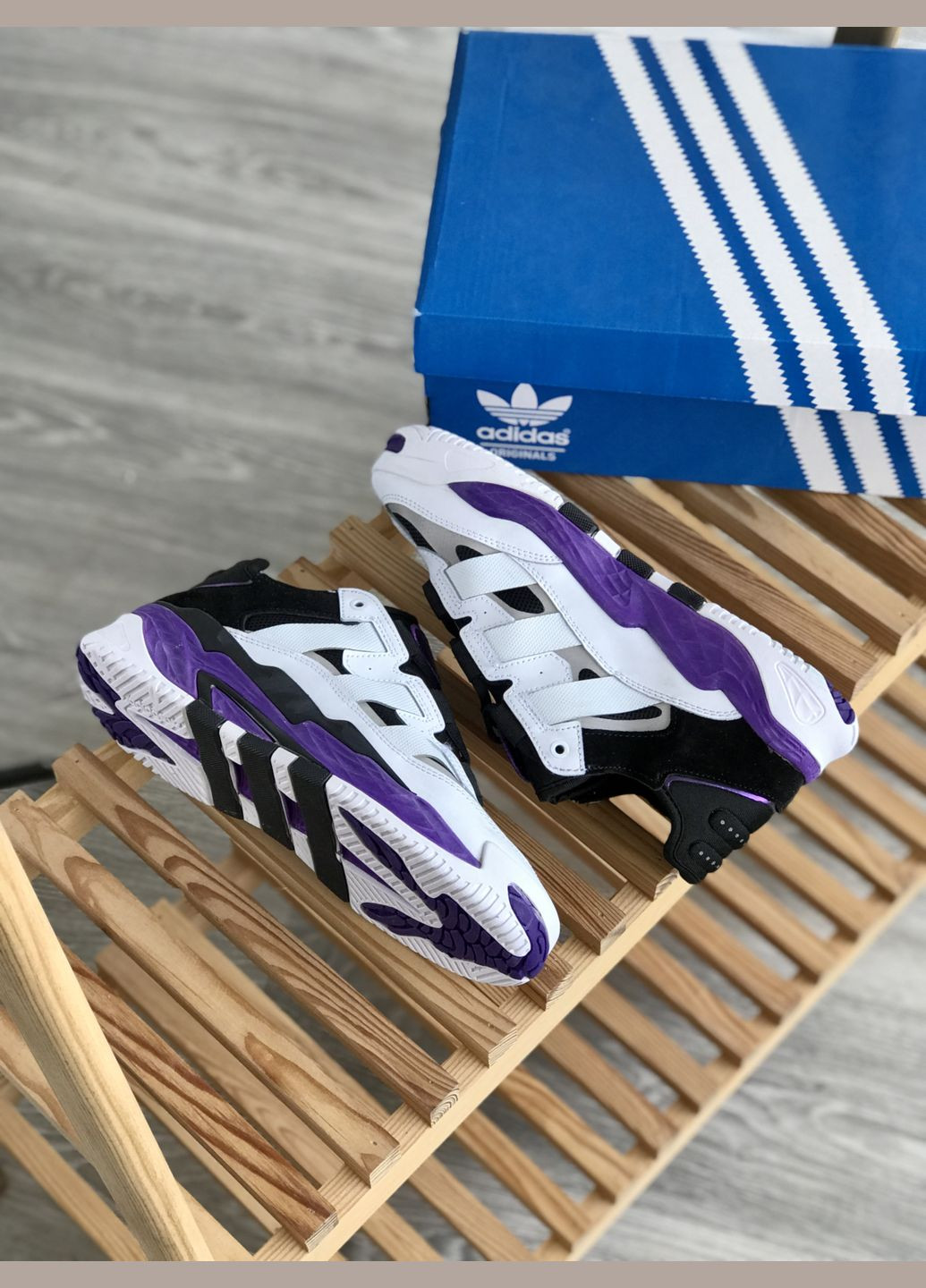 Кросівки жіночі і чоловічі Adidas Niteball white black purple | Адідас Найтбол білі чорні фіолетові No Brand білі демісезони (307397811)