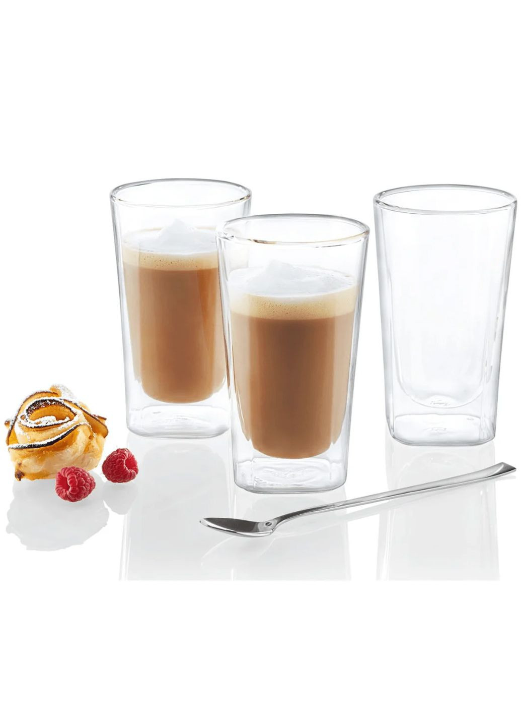 Термо склянки для капучіно з подвійними стінками 3 шт 330 мл прозорий Ernesto (336383412)