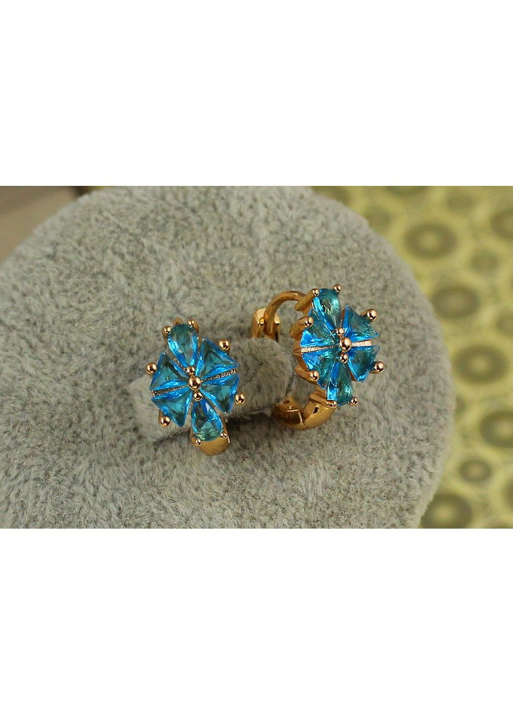 Серьги василька с голубым камнем 1,3 см золотистые love-shopping Xuping Jewelry (354657856)