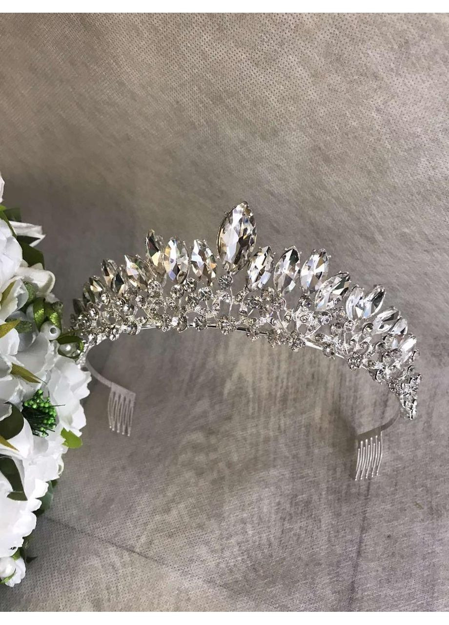 Диадема, тиара для свадебной, вечерней прически 5 см, серебро No Brand (369162466)