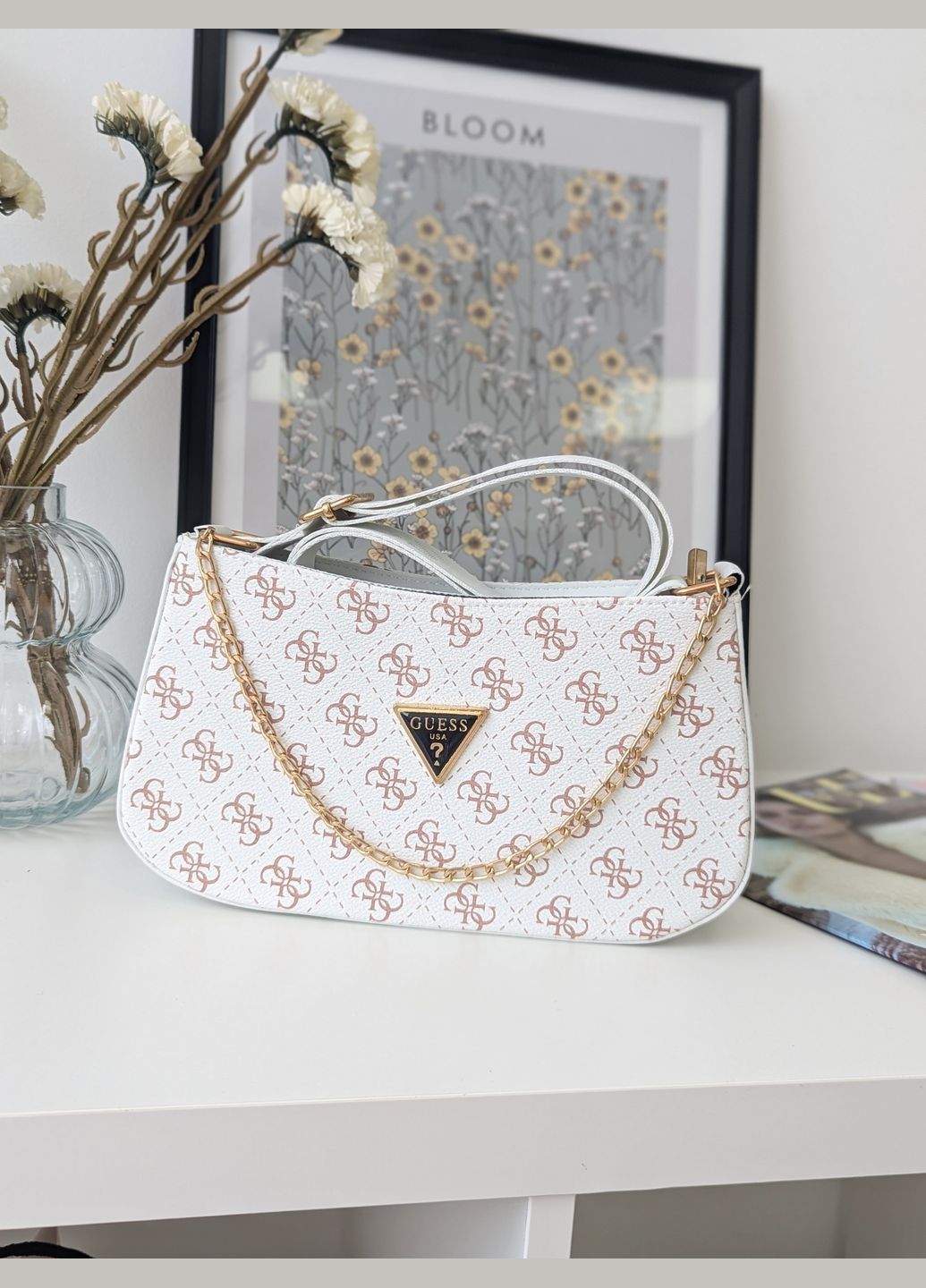 Гесс сумка женская багет с цепочкой (белоснежный цвет) No Brand (322354310)