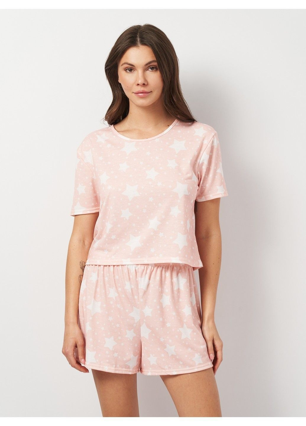 Світло-оранжева всесезон піжама (футболка, шорти) Boohoo