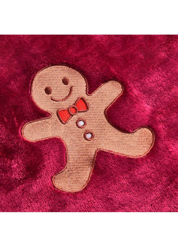 Плед покрывало велсофт 170х210 см супер мягкий с вышивкой рождественской бордо пряник IDEIA (367583594)