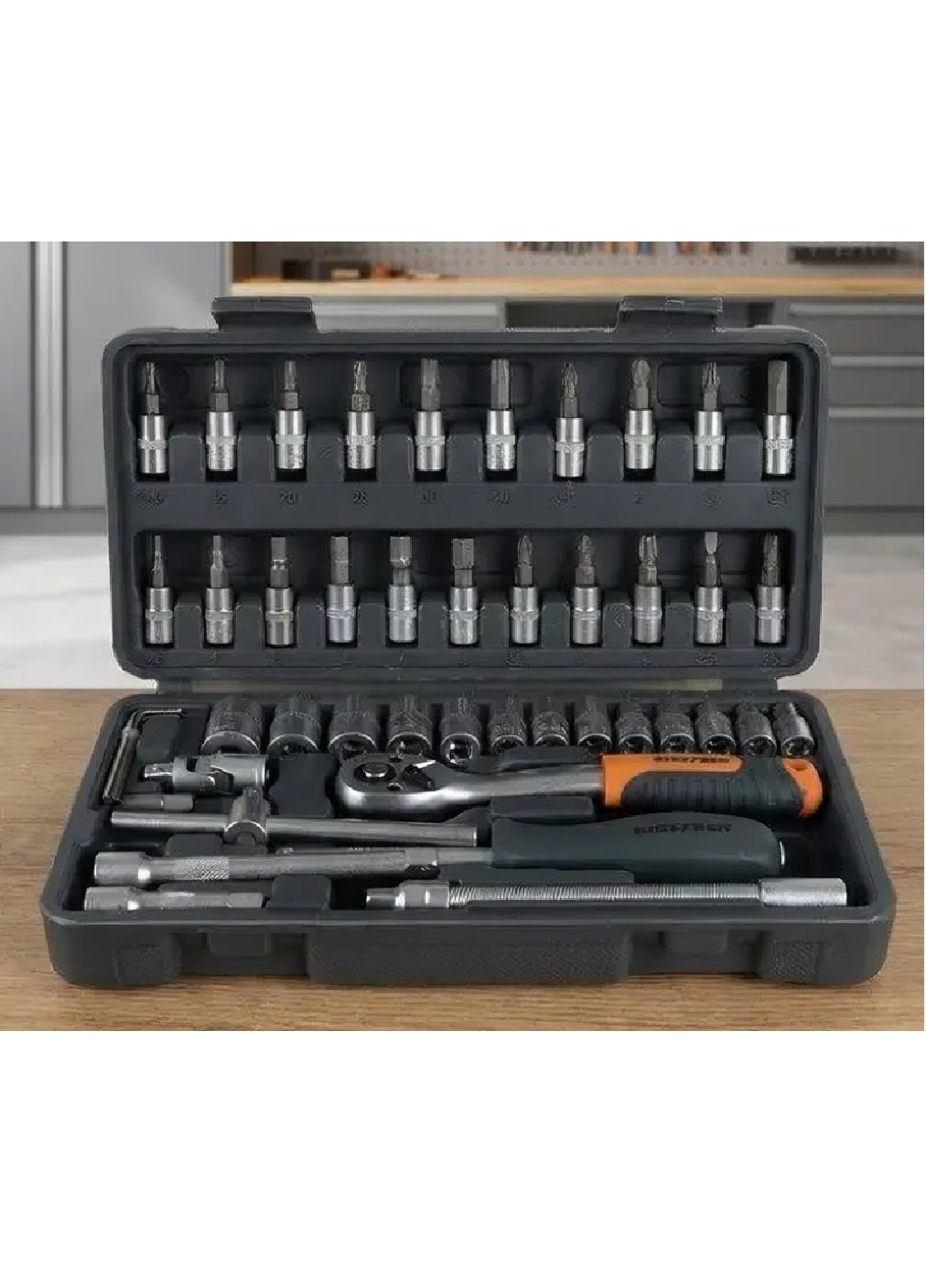 Набір інструментів у кейсі з бітами торцевими головками 1/4″ тріскачкою 1/4″ 72T 46 елементів 24,5×5×12 см (482224-Prob) Unbranded (372077529)