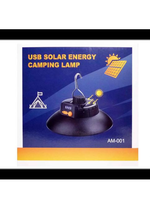 Кемпинговый фонарь аккумуляторный AM-001 с солнечной панелья Черный No Brand (323486172)