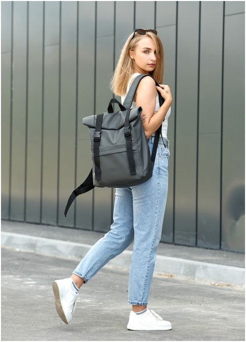 Жіночий рюкзак роллтоп з відділенням під ноутбук Графіт (6020301641) Sambag (360752308)