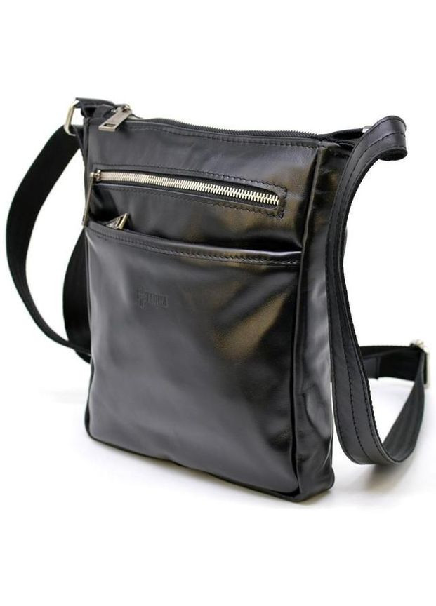 Сумка планшет через плече чоловіча з натуральної шкіри маленька для документів та для телефону Чорний 35794 TARWA (337466399)