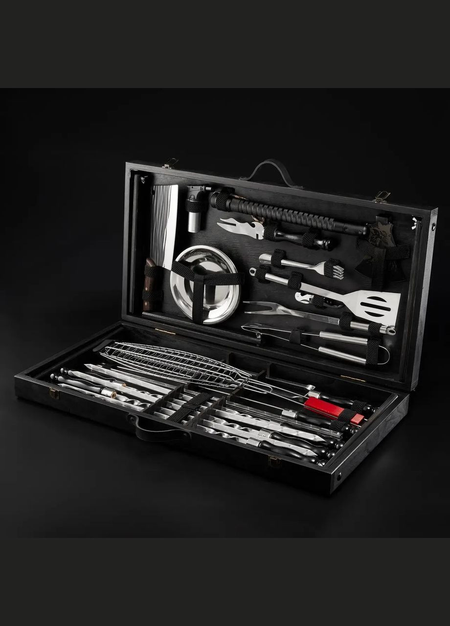 Подарунковий шашличний набір—стіл "Grills G17S" Чорний | Набір для подарунку чоловіку Handmade G017S (347645094)