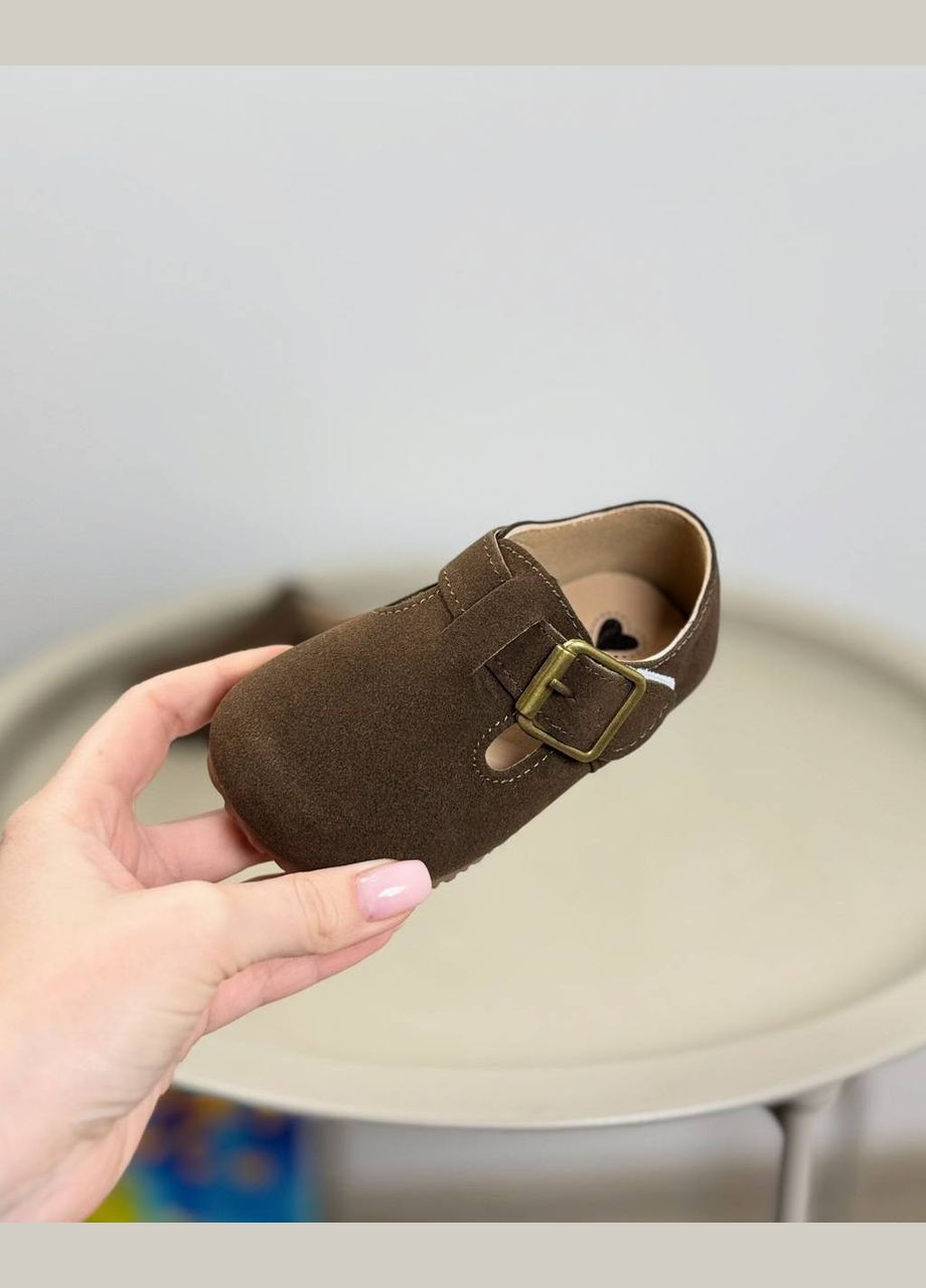 Коричневые туфли детские коричневые 1486 на липучке No Brand