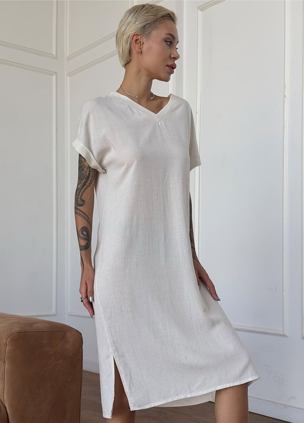 Белое повседневный платье женское lilianna рубашка Roksana