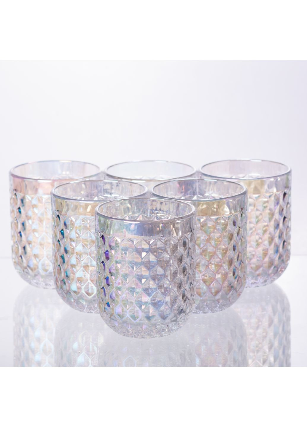 Набор стаканов 6 штук по 250 мл из толстого стекла рельефные, rainbow Yiwu HP-19-111 No Brand (360977657)
