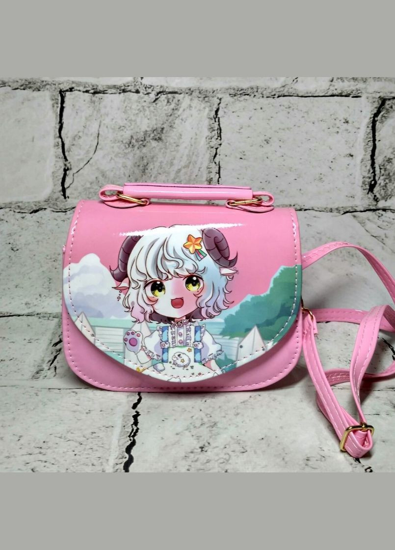 Сумочка дитяча для дівчинки лакова з ремінцем Дівчинка аніме Рожева 14х11х6 см No Brand (327368043)