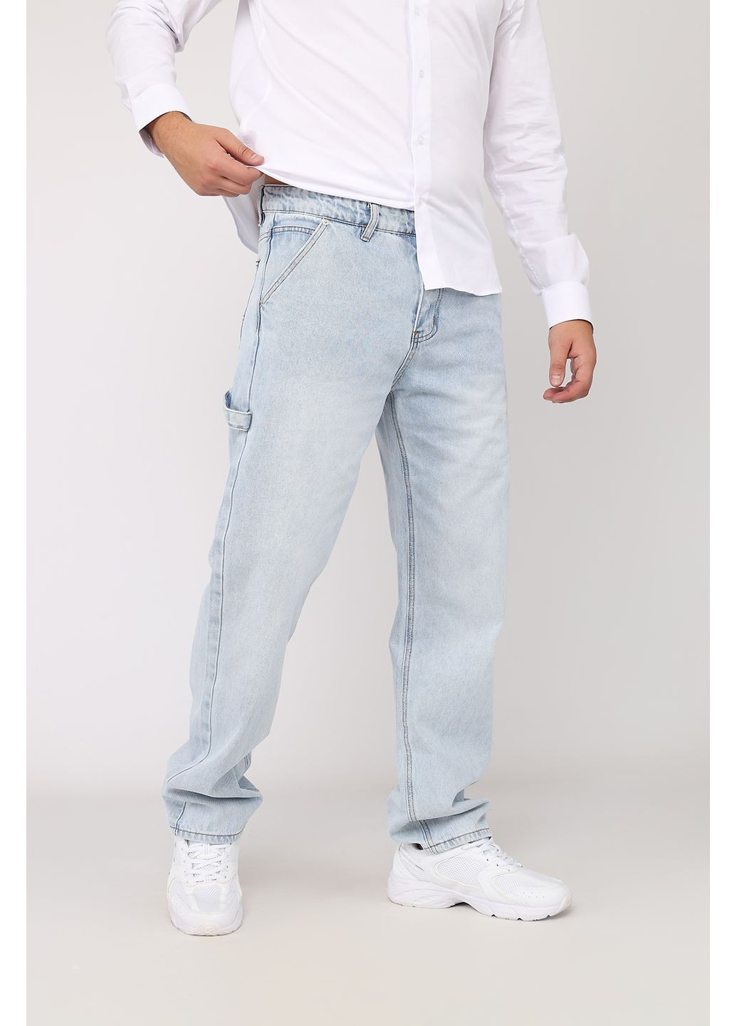 Голубые демисезонные джинсы loose carpenter мужские цвет голубой цб-00280615 Yuki