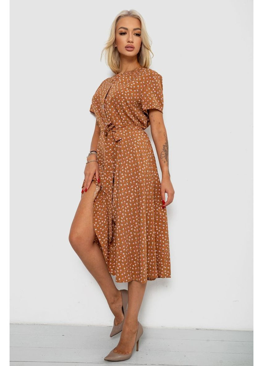 Коричнева сукня софт з принтом Ager