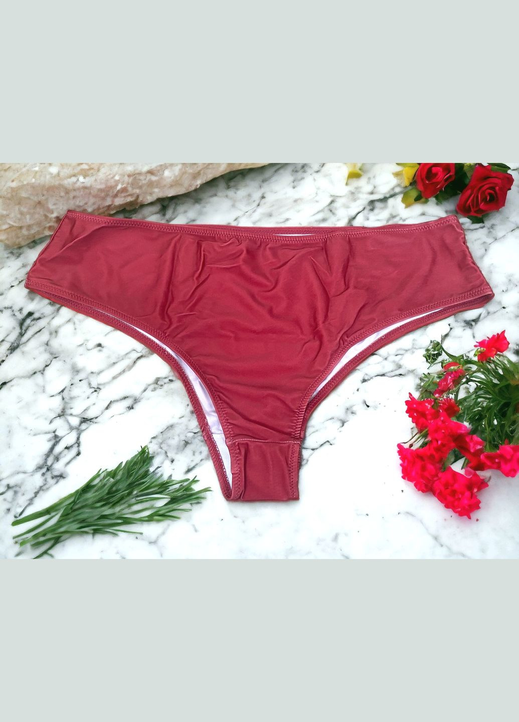 Бордовый летний купальник-платье женское раздельное танкини большой размер бордовый с белым принтом. танкини, купальник-платье No Brand 1455