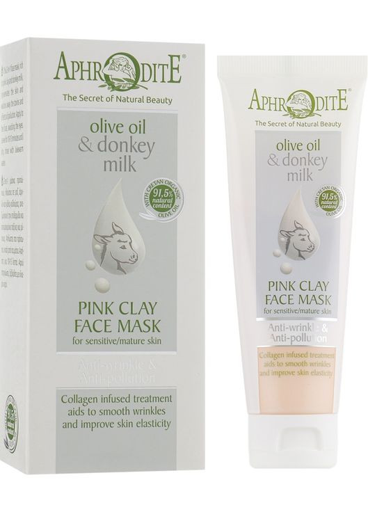 Маска для обличчя з рожевою глиною "Еліксир молодості" Advanced Olive Oil & Donkey Milk Pink Clay Face Mask 75ml (673129-17328) Aphrodite (368639244)