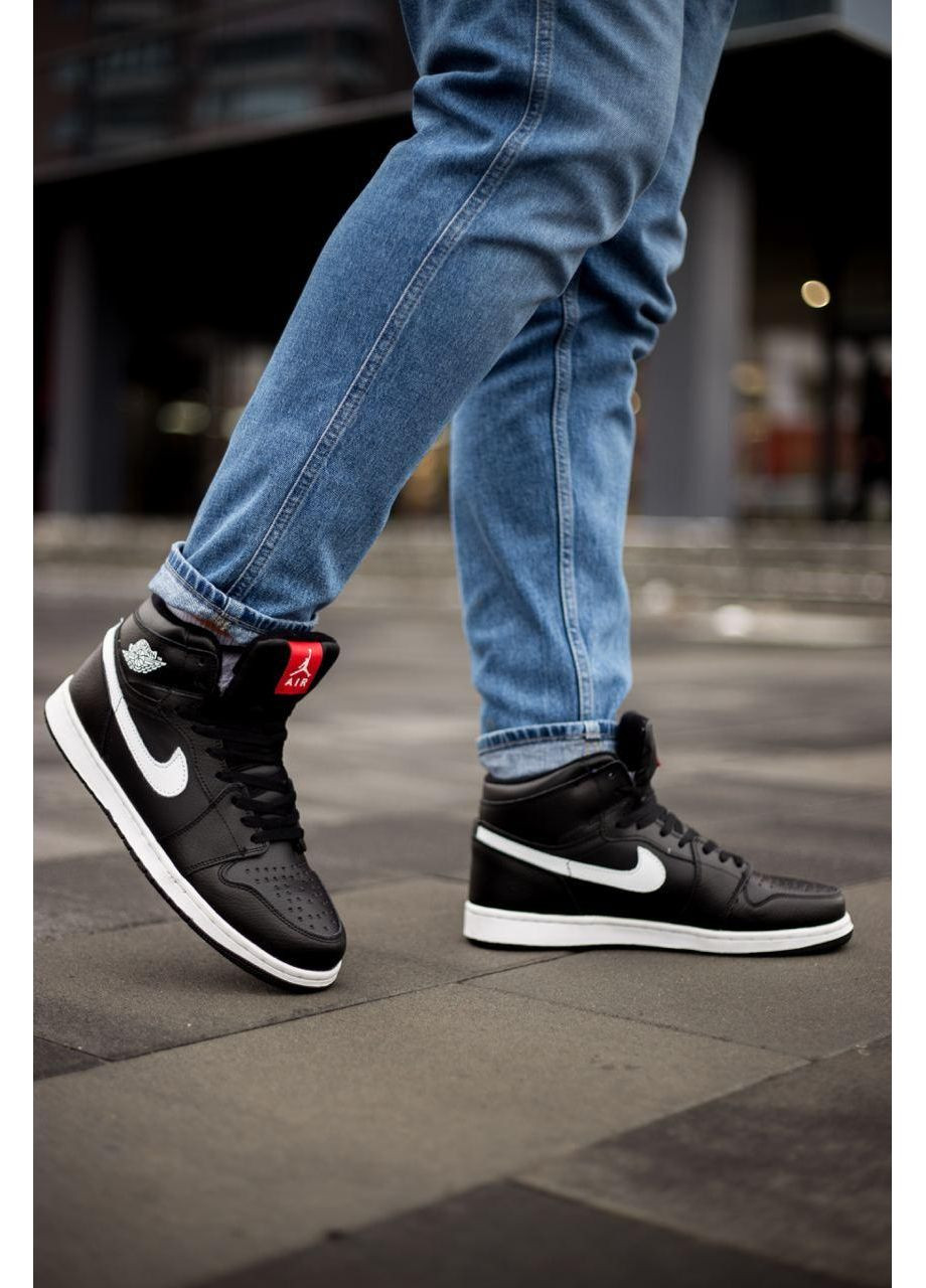 КРОСІВКИ ЖІНОЧІ NIKE AIR JORDAN 1 HIGH BLACK WHITE WINTER НАЙК АІР ДЖОРДАН No Brand чорні демісезони (367178049)