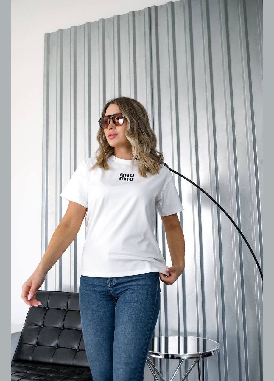 Базова футболка на кожен день з вишивкою «MIU MIU» No Brand - (331322010)