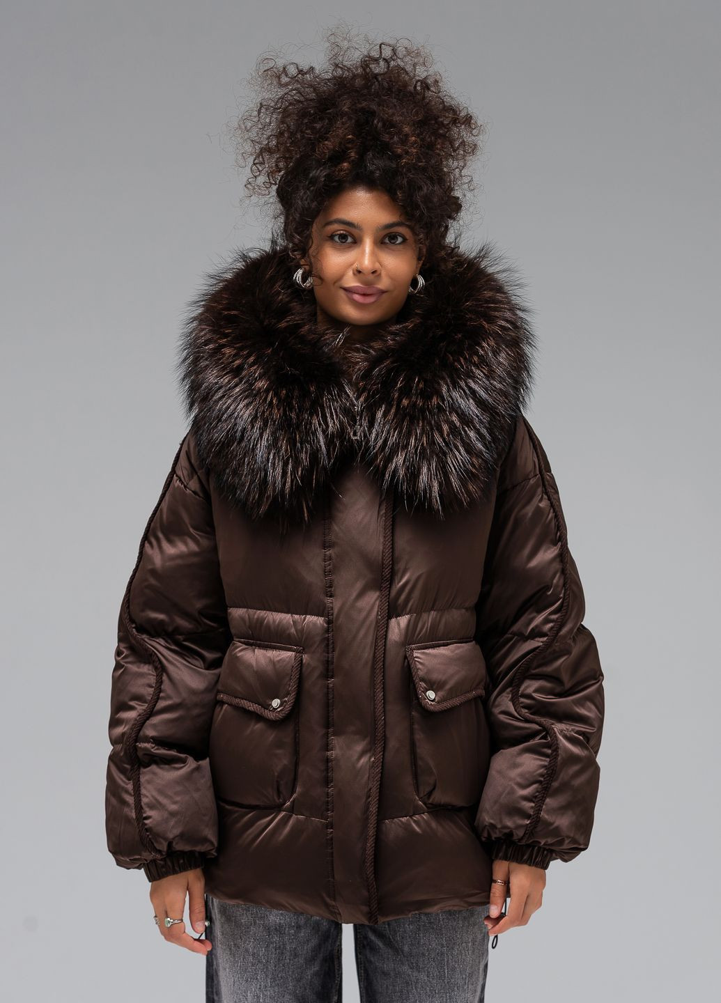 Темно-коричневий зимній Пуховик Vo-tarun