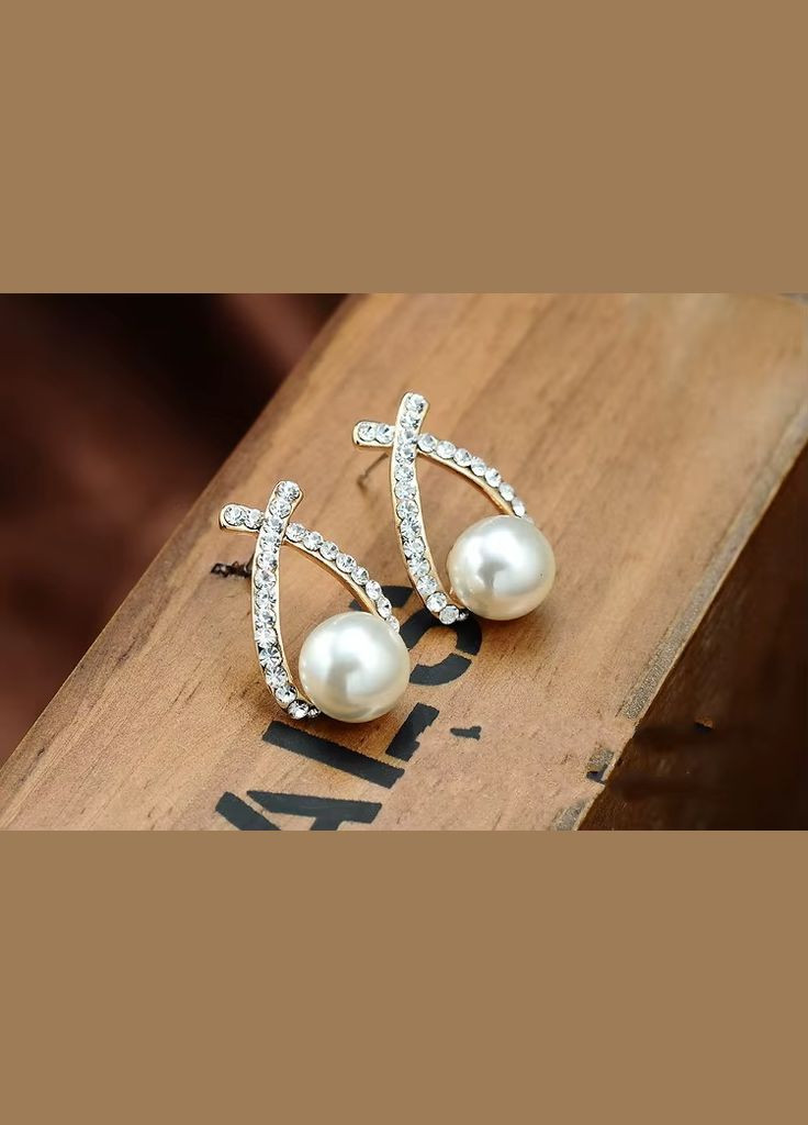Сережки перлинні перли кристали у вигляді крапель з перлинами No Brand (338436087)