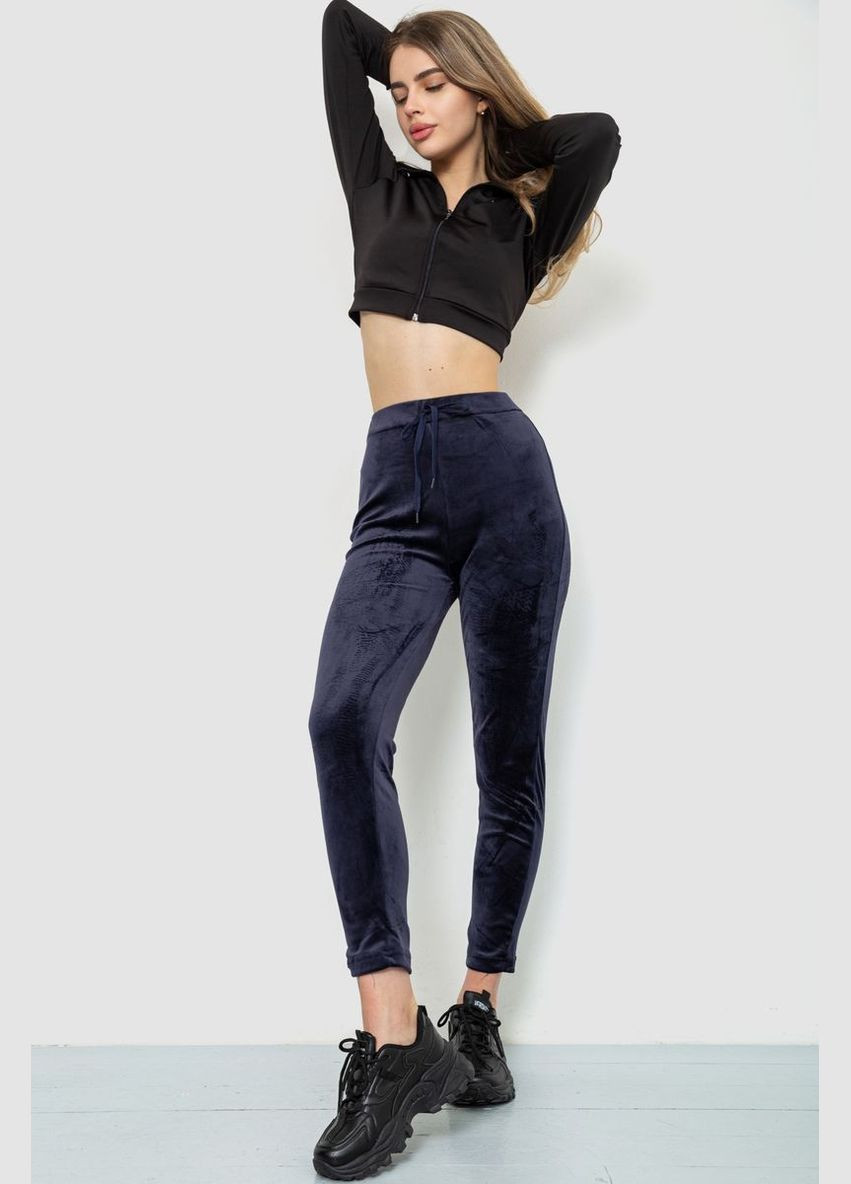 Спортивные штани женские велюровые черные однотонные размер L Ager (316318473)