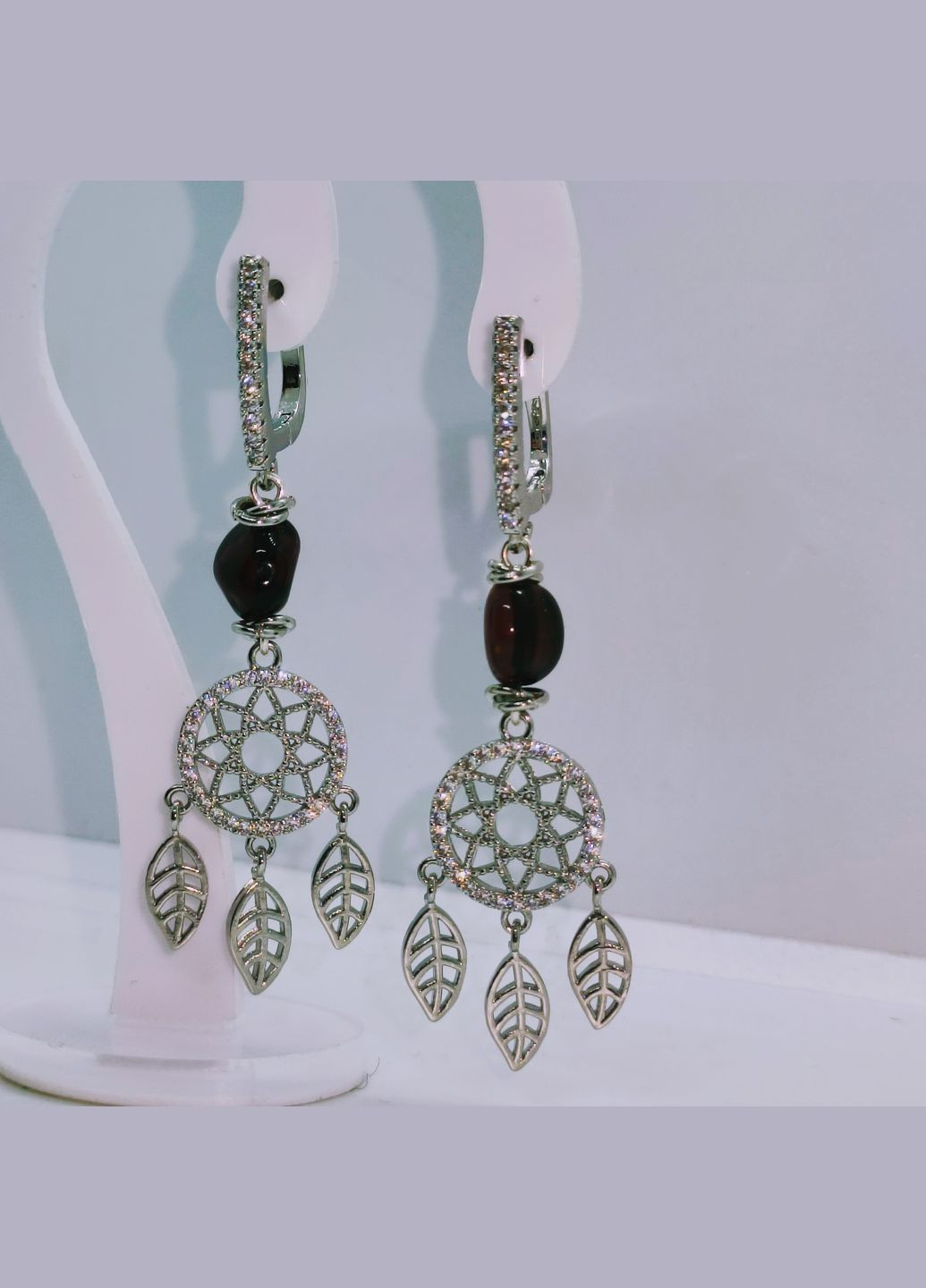 Сережки 3136 з натуральним бурштином MINOV (315631754)