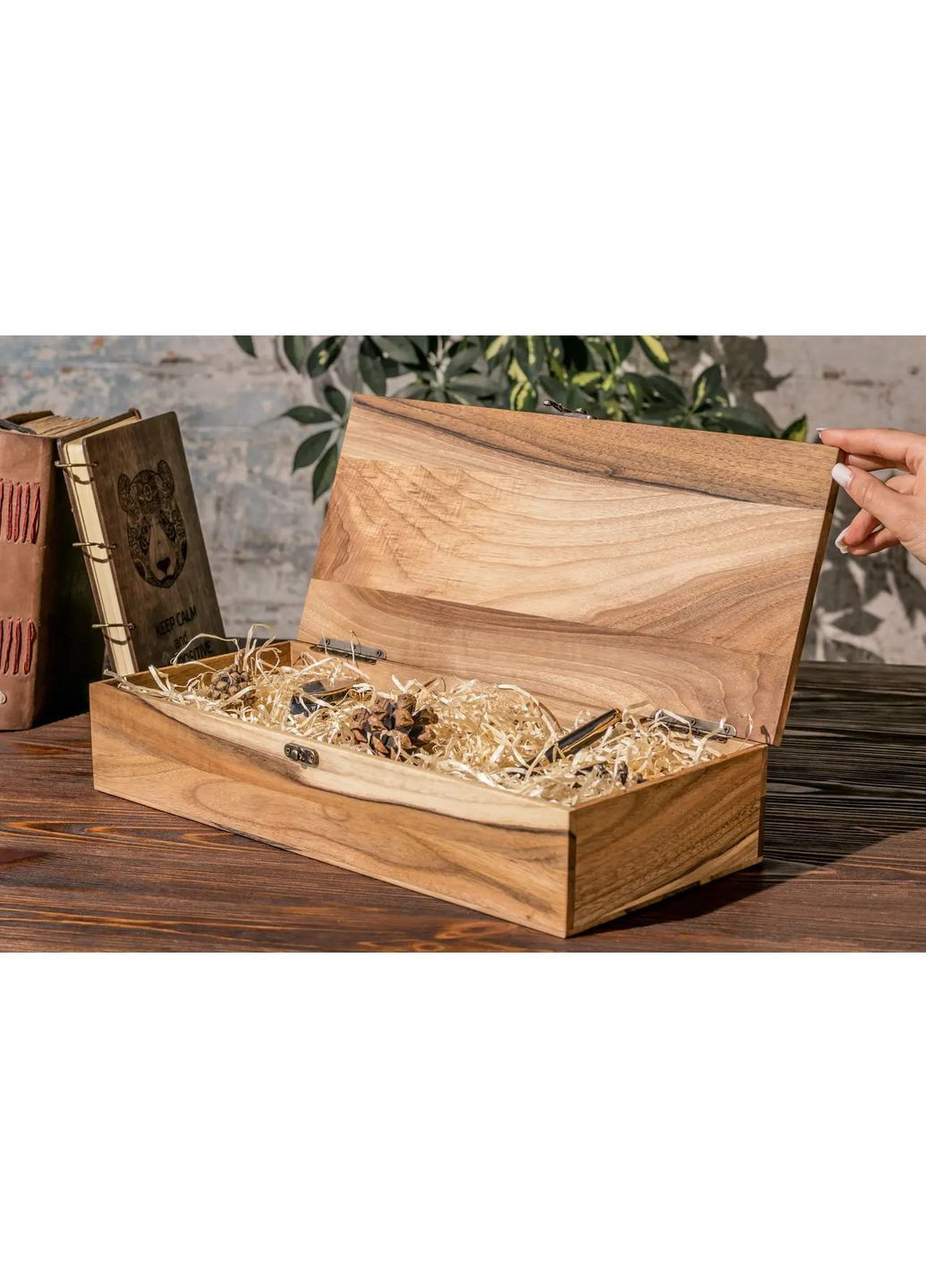 Деревянная коробка из подарка из натурального ореха со сплошной крышкой | XXL – 409x180x77 мм Handmade EB-6.2 (366666028)