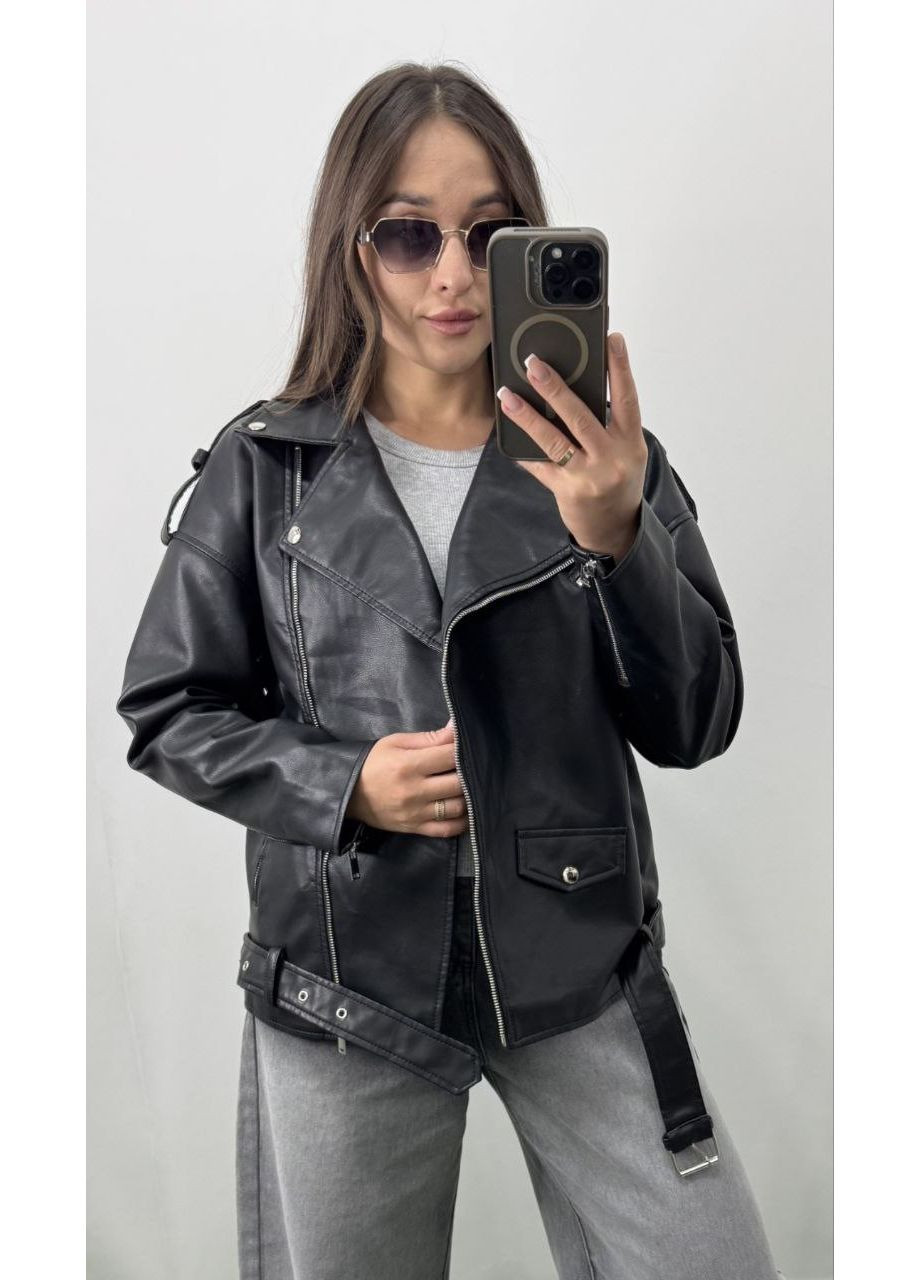 Черная куртка косуха фабричный китай,эко кожа Україна