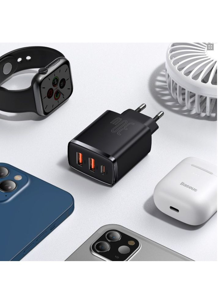 МЗП Compact Quick Charger 30W (Type-C + 2USB) white Baseus (365748820)