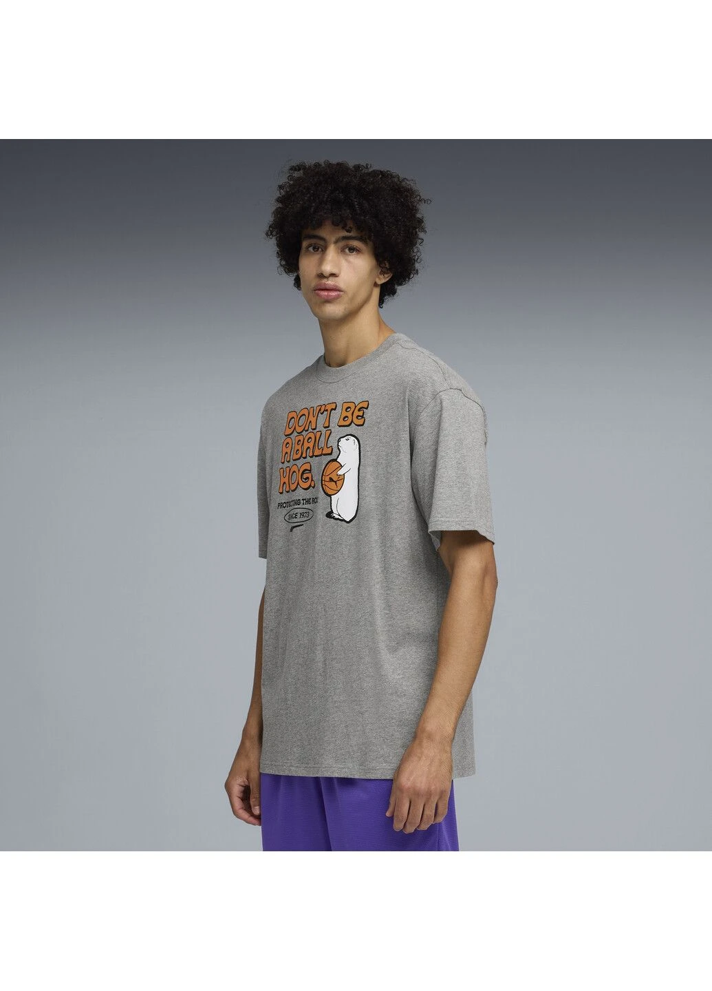 Сіра футболка junior varsity ii relaxed basketball tee men Puma
