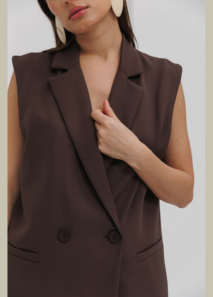 Жіночий жилет oversize темно-шоколадний у костюмному стилі Arjen (289787688)