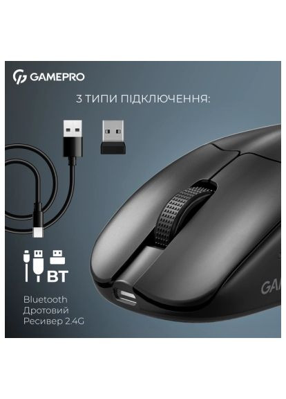 Мышка (GM017B) GAMEPRO Asgard Surt Wireless/Bluetooth/USB Black (366646451)