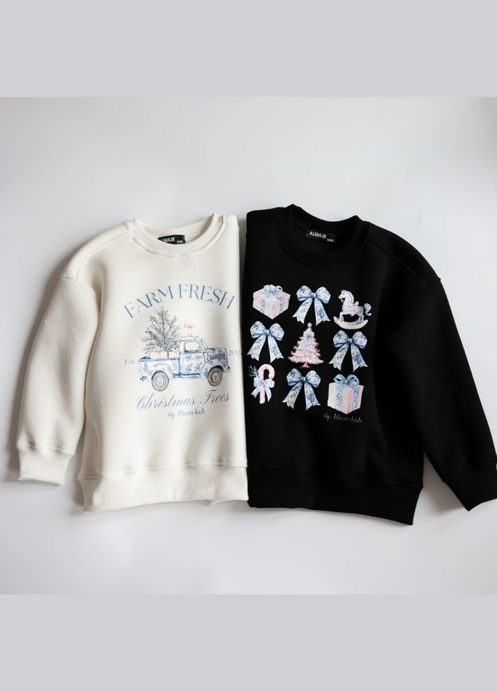 Білий світшот різдвяний alwairkids Qoopixie (314826769)