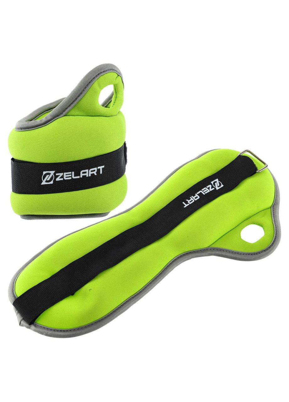 Обтяжувачі-манжети для рук Pro (2 x 1кг) (верх-неопрен, наповнювач-залізний пісок, салатовий-сірий) Zelart (361439026)