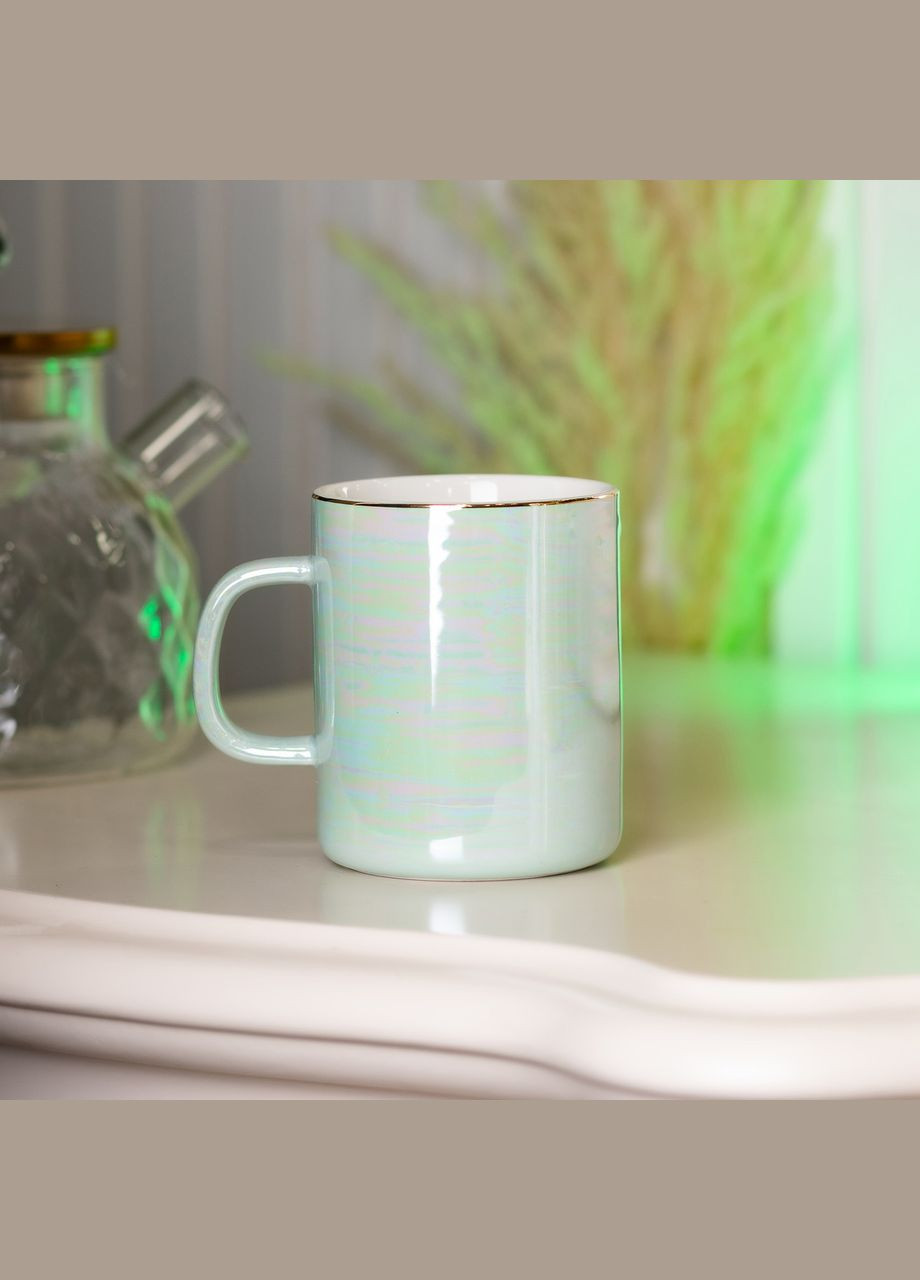 Чашка керамічна Glaze 420мл у дзеркальній глазурі Бірюзовий Happy Life (326066444)